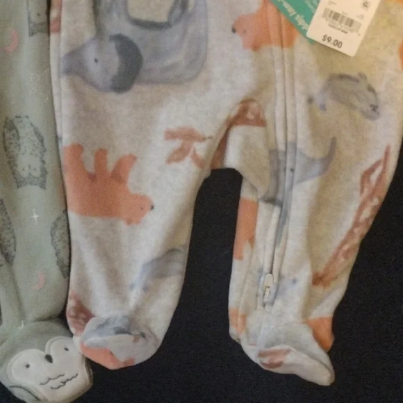Carter's Gray and Cream Footies Soft One Pieces​ - Picture 7 of 9